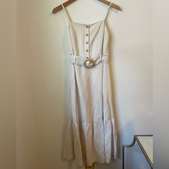 Rails Astrid Belted Flounce Linen Blend Midi Dress - Picture 5 of 7
